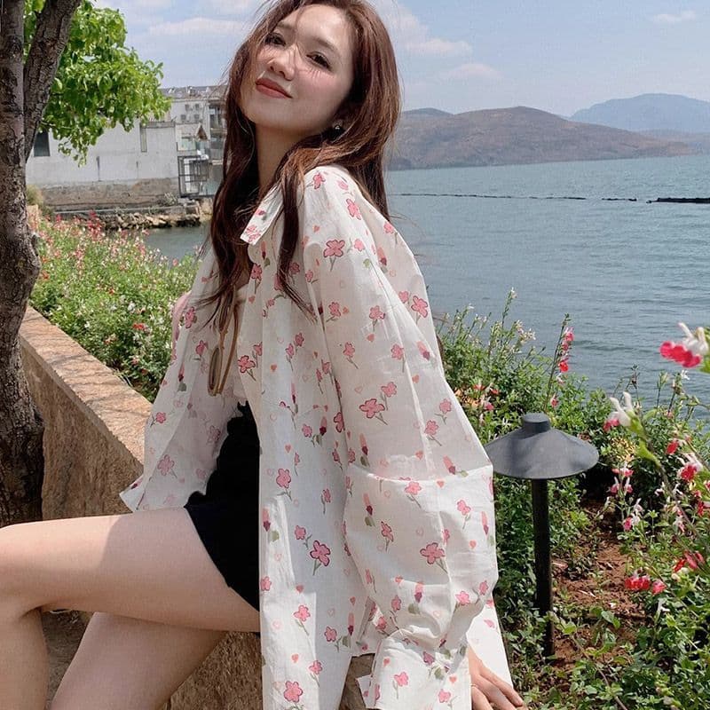 달콤함 얇은 스타일 자외선 차단 여성 셔츠 봄 가을 디자인 센스 작은 대중 셔츠 맨위 에어컨 객실 재킷 이미지 3