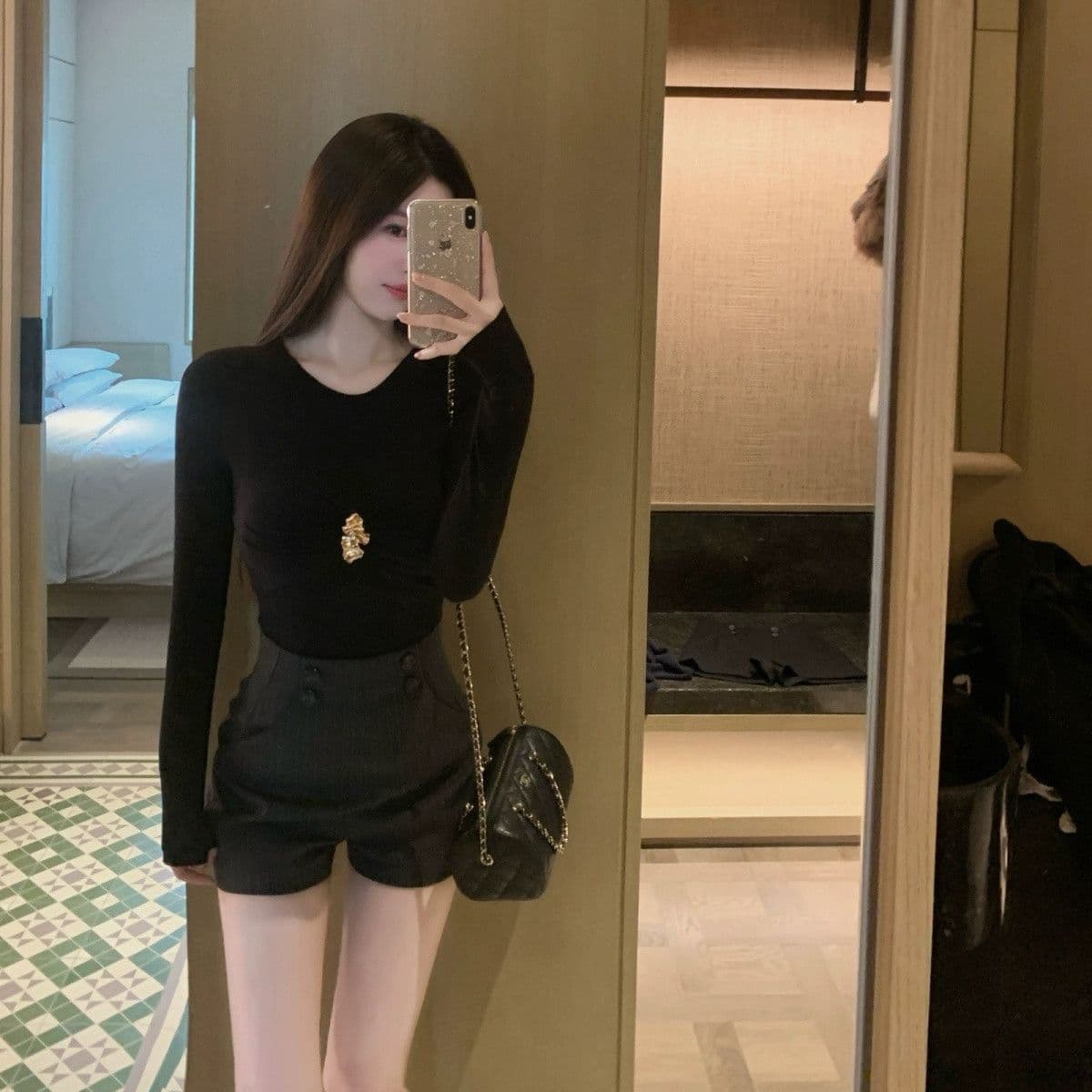 모달 잡아라. 털 긍정적 인 어깨 긴팔 주름 맨위 품격 chict 셔츠 여성 의류 몸매 가꾸기 겨울 이미지 4