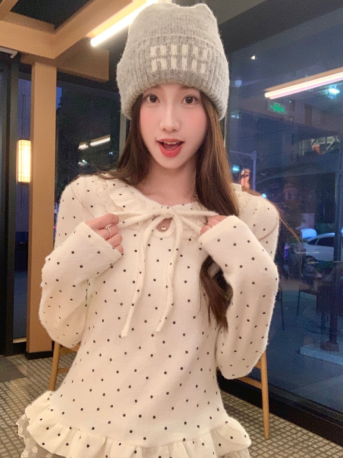 원본 원단 양모 270 그램 나비 매듭 레트로 디자인 센스 레이스 조각 도트 무늬 절묘한 맨위 이미지 2