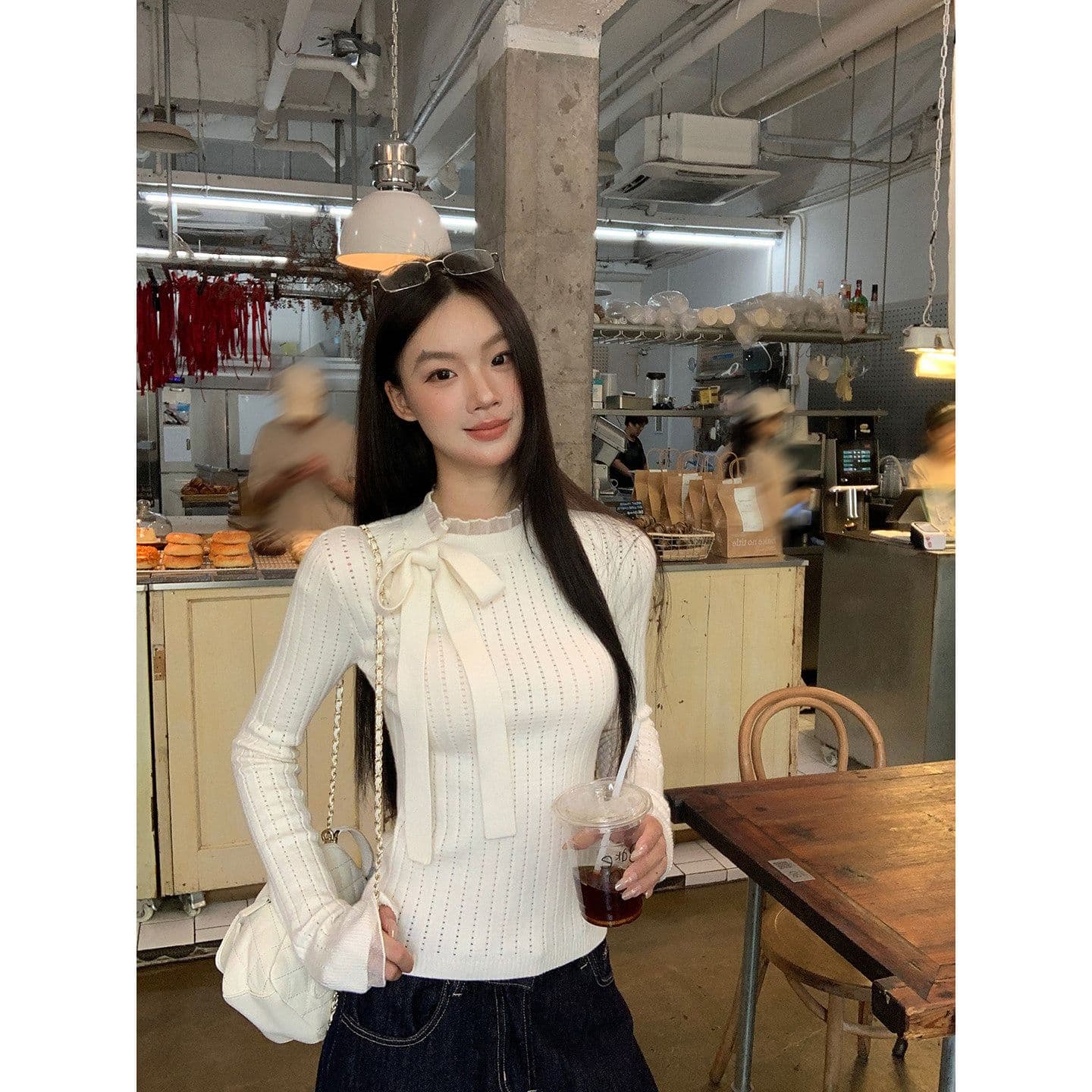높은 품질 품질 니트 스웨터 여성 가을 한 부서 분위기 센스 맨위 순수한 욕망 몸매 가꾸기 디자인 센스 자이언트 잘 생긴 스웨터 이미지 3