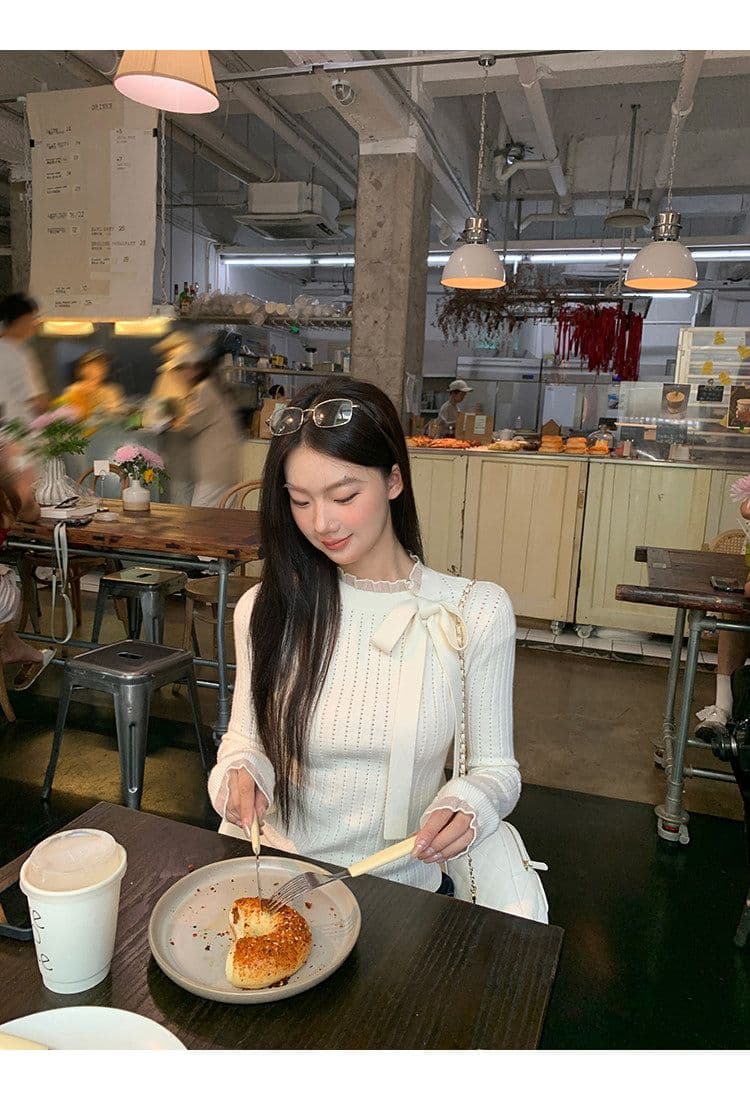 높은 품질 품질 니트 스웨터 여성 가을 한 부서 분위기 센스 맨위 순수한 욕망 몸매 가꾸기 디자인 센스 자이언트 잘 생긴 스웨터 상세 이미지 4