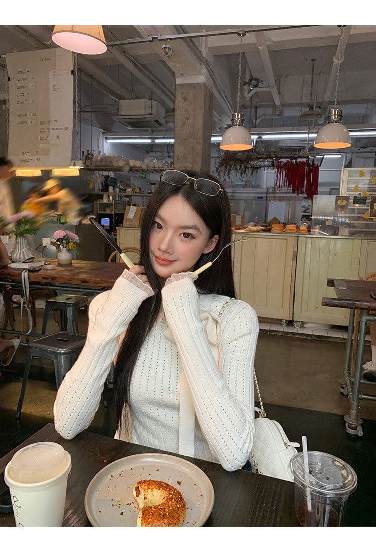 높은 품질 품질 니트 스웨터 여성 가을 한 부서 분위기 센스 맨위 순수한 욕망 몸매 가꾸기 디자인 센스 자이언트 잘 생긴 스웨터 상세 이미지 6