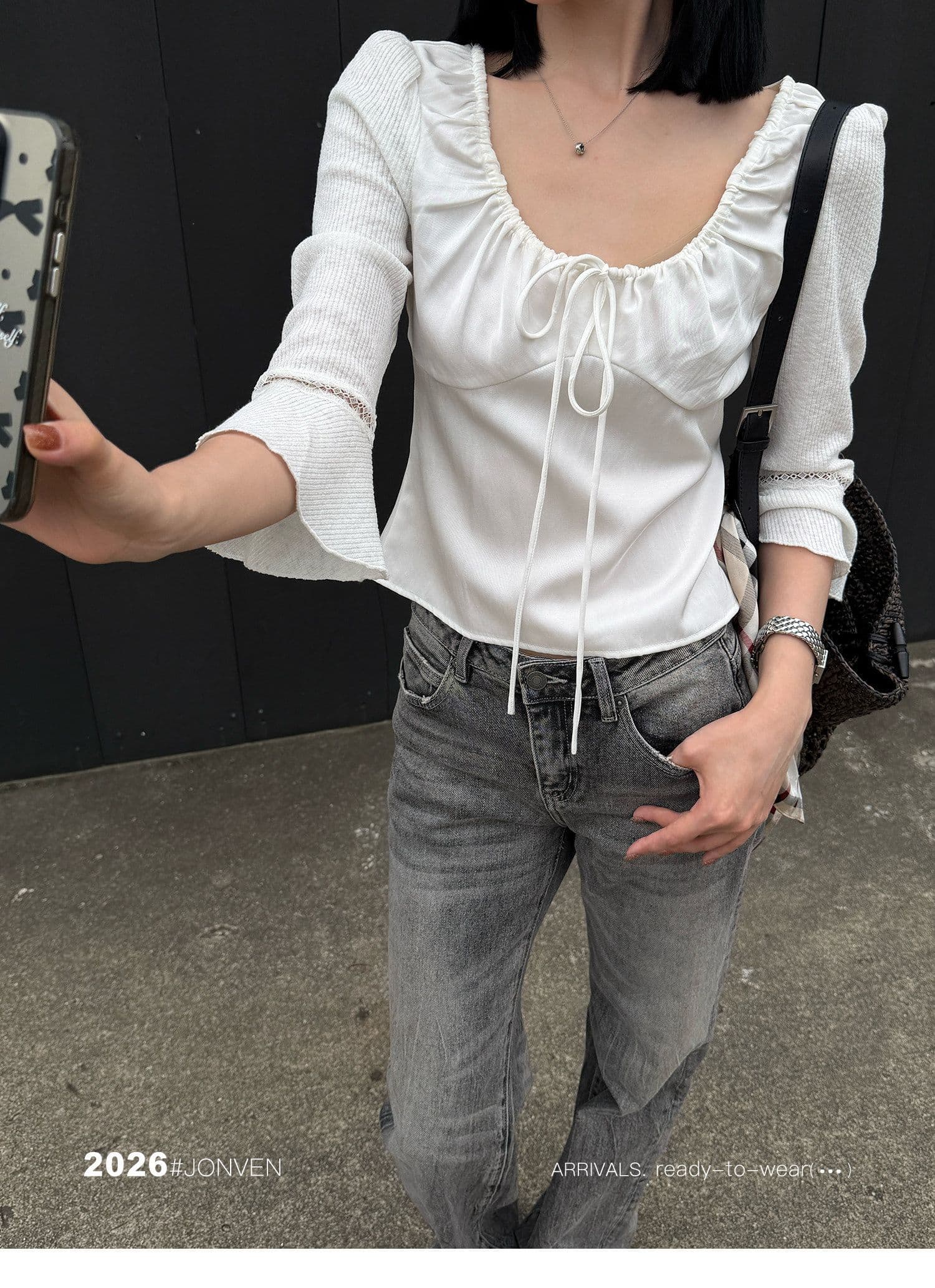 높은 품질 품질 레트로 새틴 대 라운드 넥 주름 맨위 여성 품격 출퇴근 고급 chic Chic 여성 셔츠 상세 이미지 31