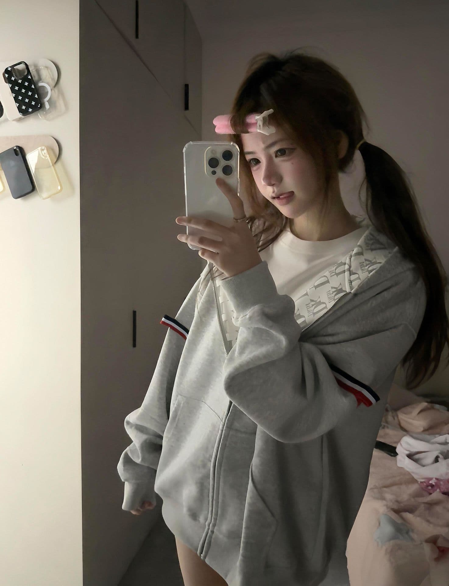 얇은 스타일 백금 지퍼 인사이드 펌프 이후 패키지 칼라 순수한 Mianhua 면 복합 후드티 여성 상세 이미지 8