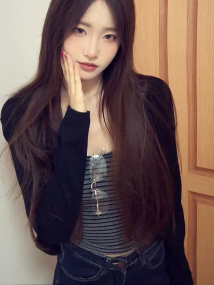 원본 원단 자이언트 잘 생긴 ~ 중 이른 가을 전체 집합 한 부서 작은 키 분위기 센스 스트라이프 작은 슬링 오픈 가디건 세트 상세 이미지 10