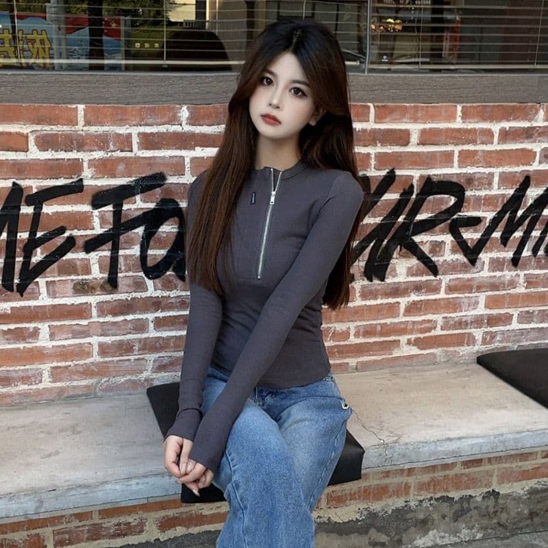 아메리칸 쇼트 스타일 맨위 여성 봄 가을 인사이드 가져 가라. 만나는 독립적 인 트 쿨 바람의 소리 던져 자매 코디 긴팔 티셔츠 이미지 4
