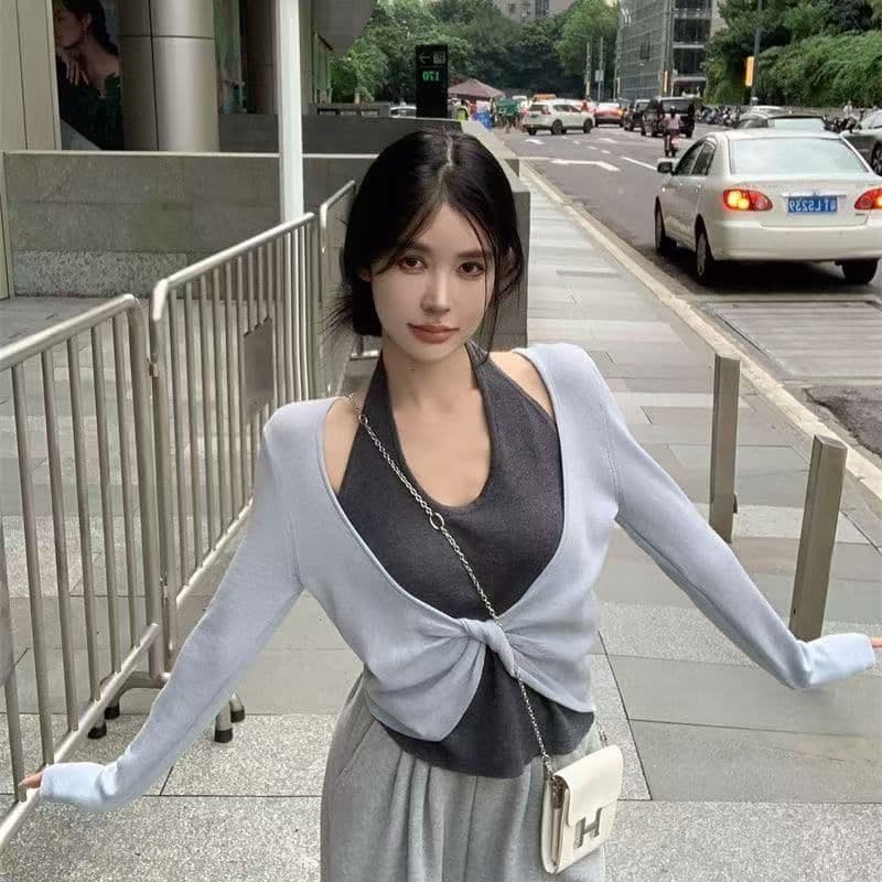 경관 그림 1 1 와 사고 방식 260 그램 페이크 레이어드 배색 패치워크 비틀림 몸매 가꾸기 인사이드 가져 가라. 만나는 오프숄더 맨위 상세 이미지 11