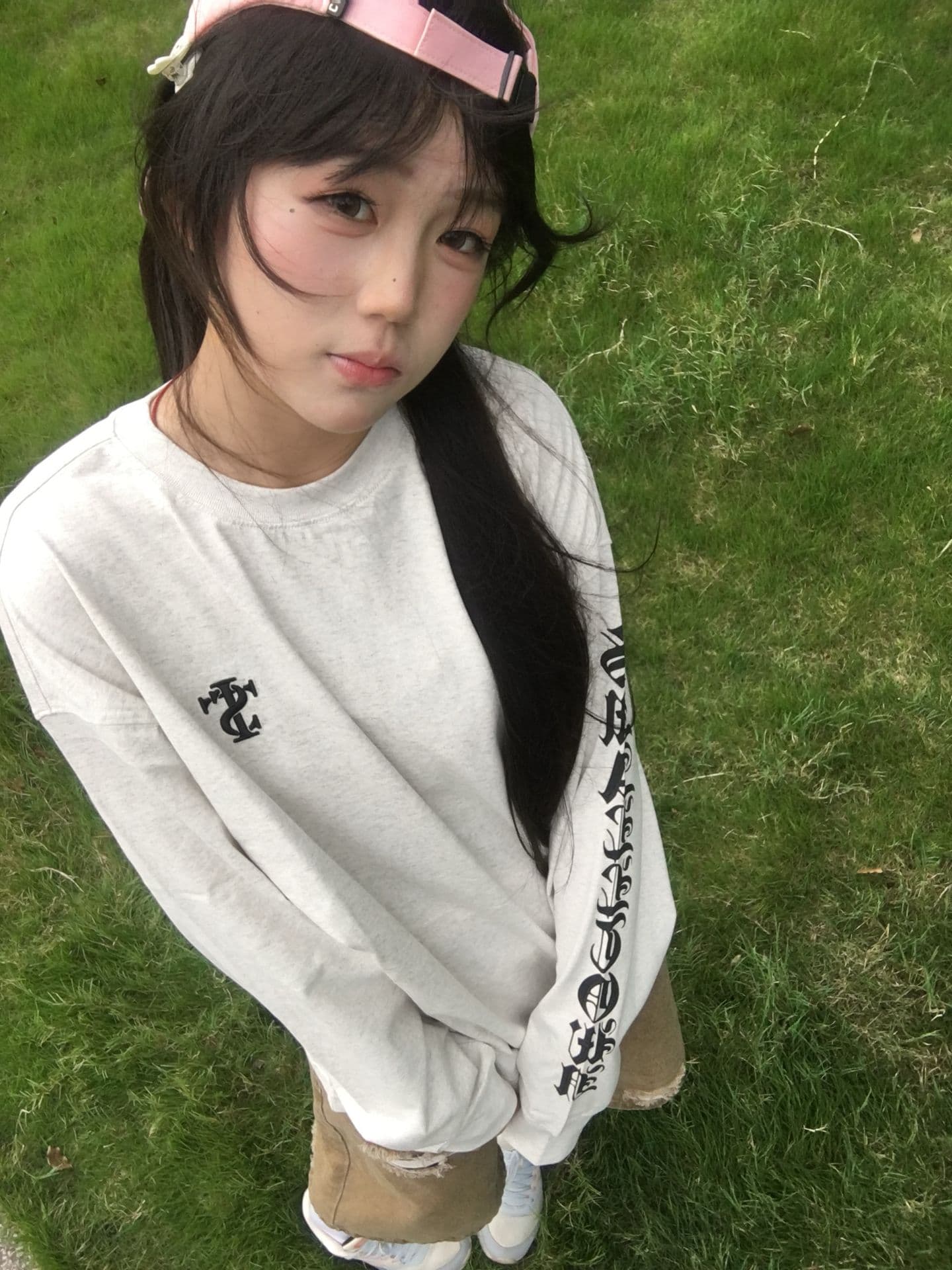 원본 솜씨 3 차원 자수 3 차원 프린트 19 지점 220 그램 순면 긴팔 티셔츠 여성 이미지 4