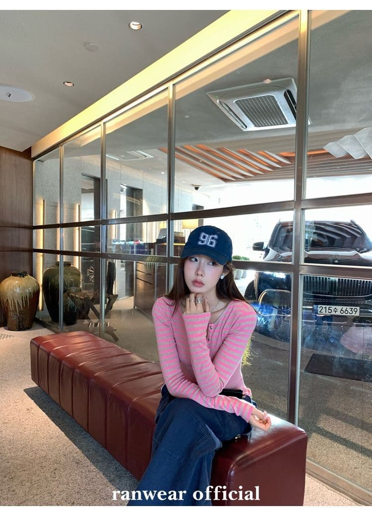 컬러 코튼 컬러 짜임 기사 작은 대중 다용도 헨리 기본 셔츠 배색 스트라이프 몸매 가꾸기 니트 티셔츠 여성 상세 이미지 24