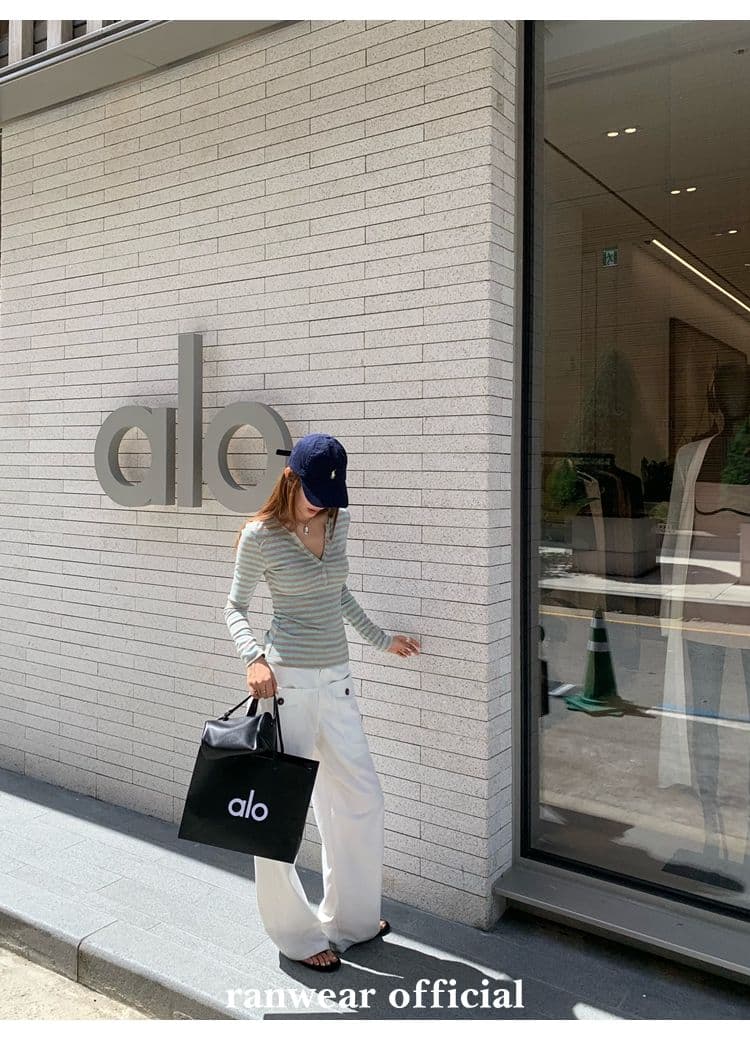 컬러 코튼 컬러 짜임 기사 작은 대중 다용도 헨리 기본 셔츠 배색 스트라이프 몸매 가꾸기 니트 티셔츠 여성 상세 이미지 45