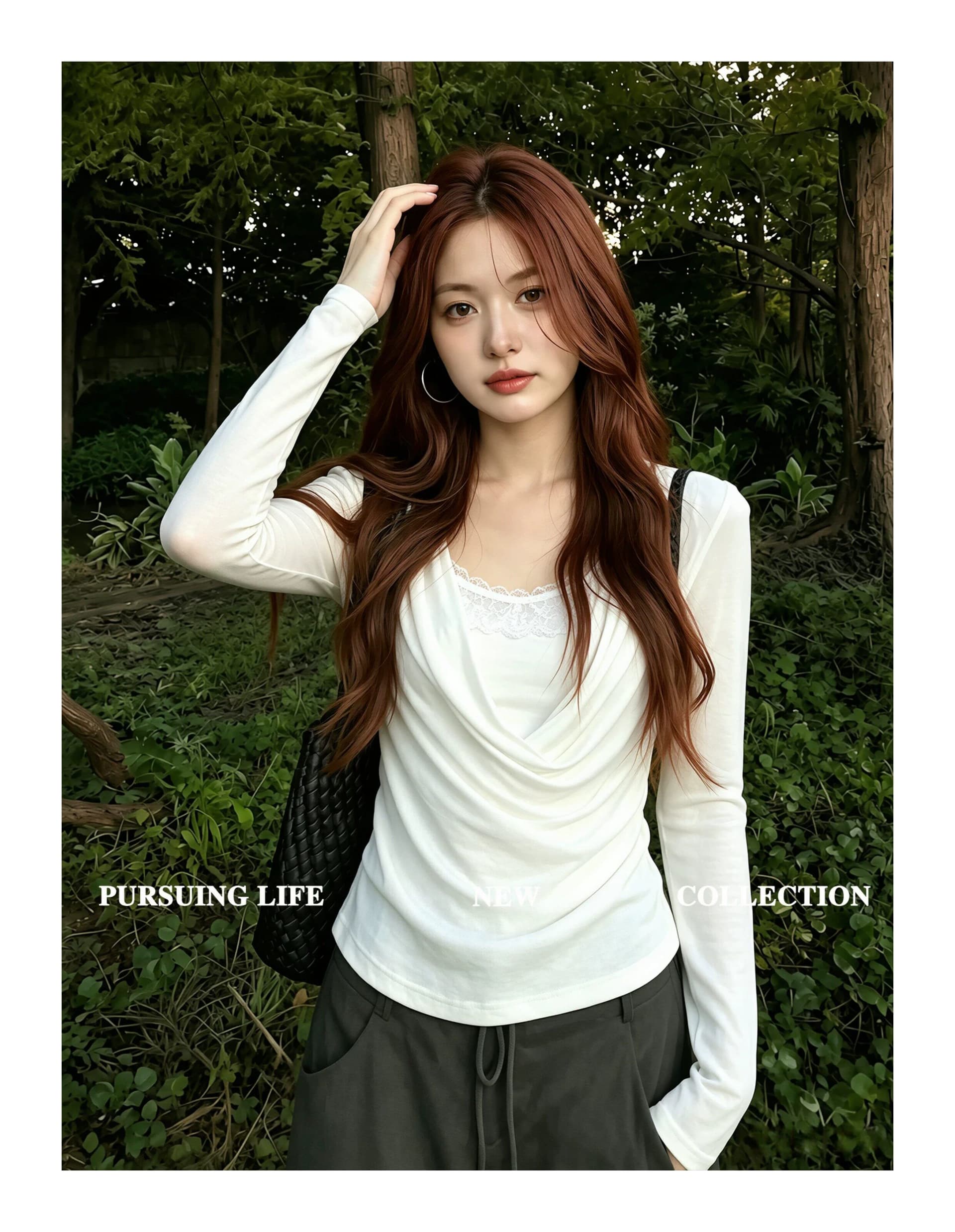 한 부서 화이트 흔들다 칼라 긴팔 티셔츠 여성 가을 디자인 센스 레이스 조각 작은 셔츠 품격 몸매 가꾸기 슬림해 보이는 맨위 상세 이미지 4