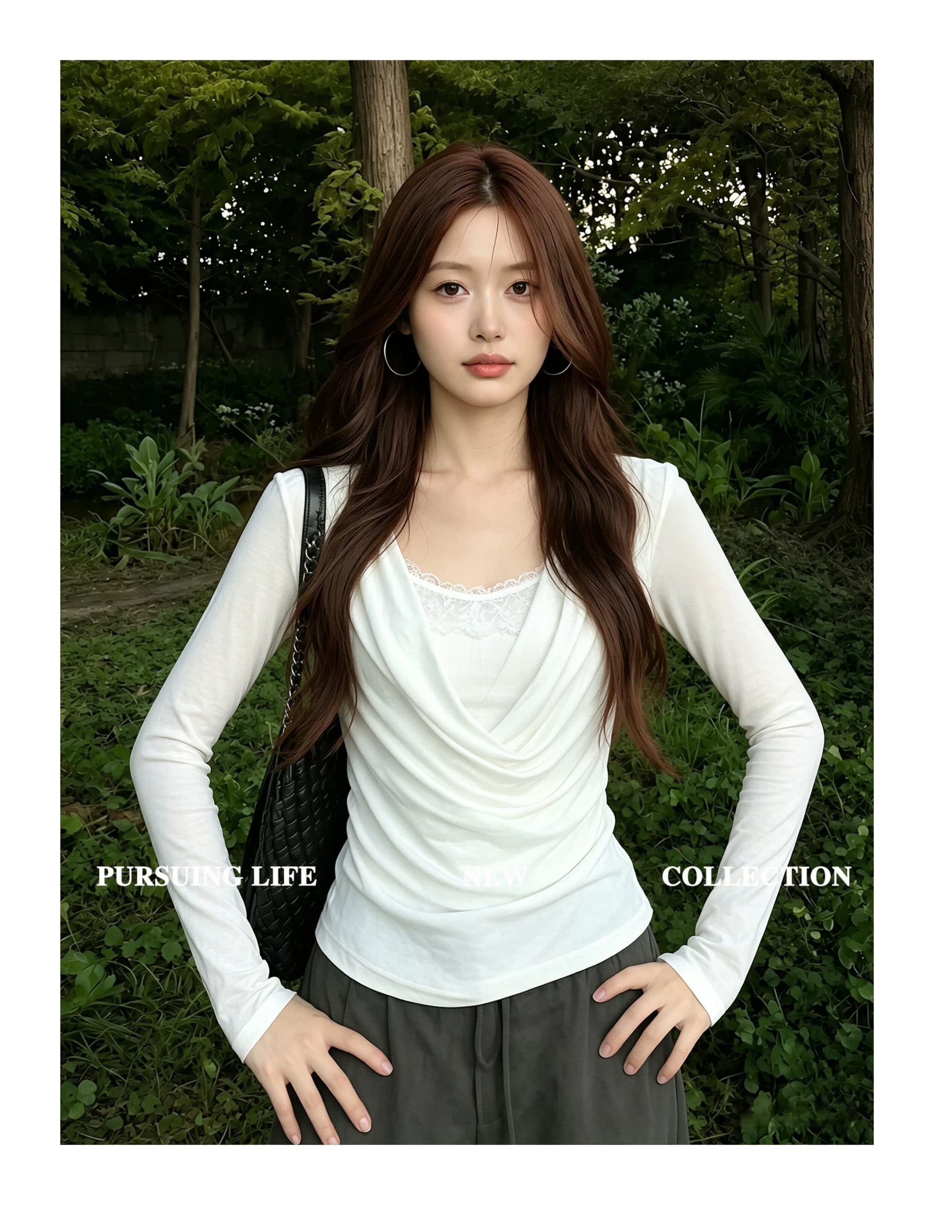한 부서 화이트 흔들다 칼라 긴팔 티셔츠 여성 가을 디자인 센스 레이스 조각 작은 셔츠 품격 몸매 가꾸기 슬림해 보이는 맨위 상세 이미지 5