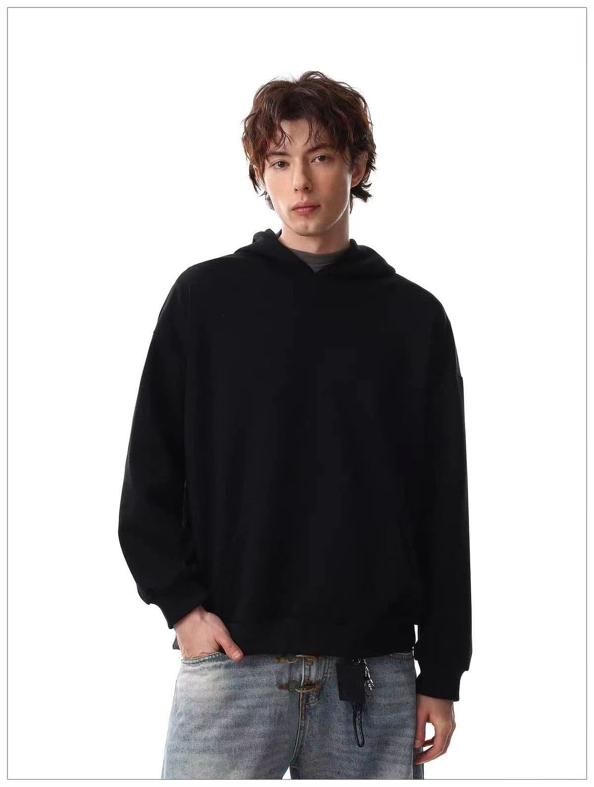 순수한 Mianhua 면 얇은 스타일 루즈핏 후드티 봄 가을 보온 캐주얼 다용도 커플 모자 셔츠 새로운 디자인 센스 후드 상세 이미지 12