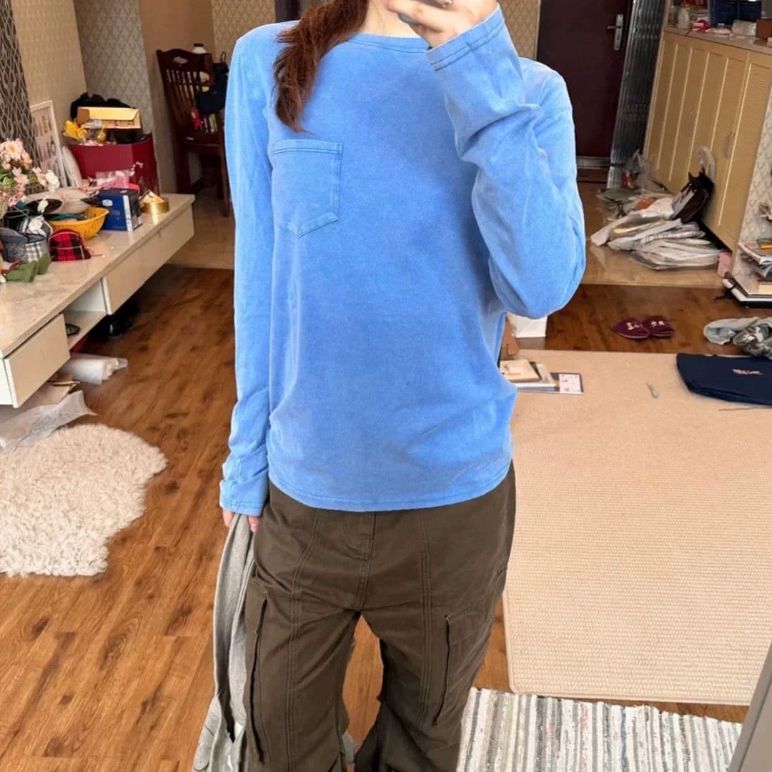 보안 버클 행침 카드 광저우 원단 워시 오래된 긴팔 m-2xl 이미지 5