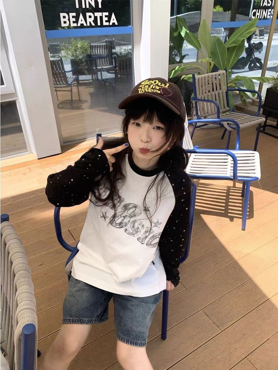 프린트 보안 버클 행침 카드 순면 220 그램 2 색상 긴팔 m-2xl 이미지 3