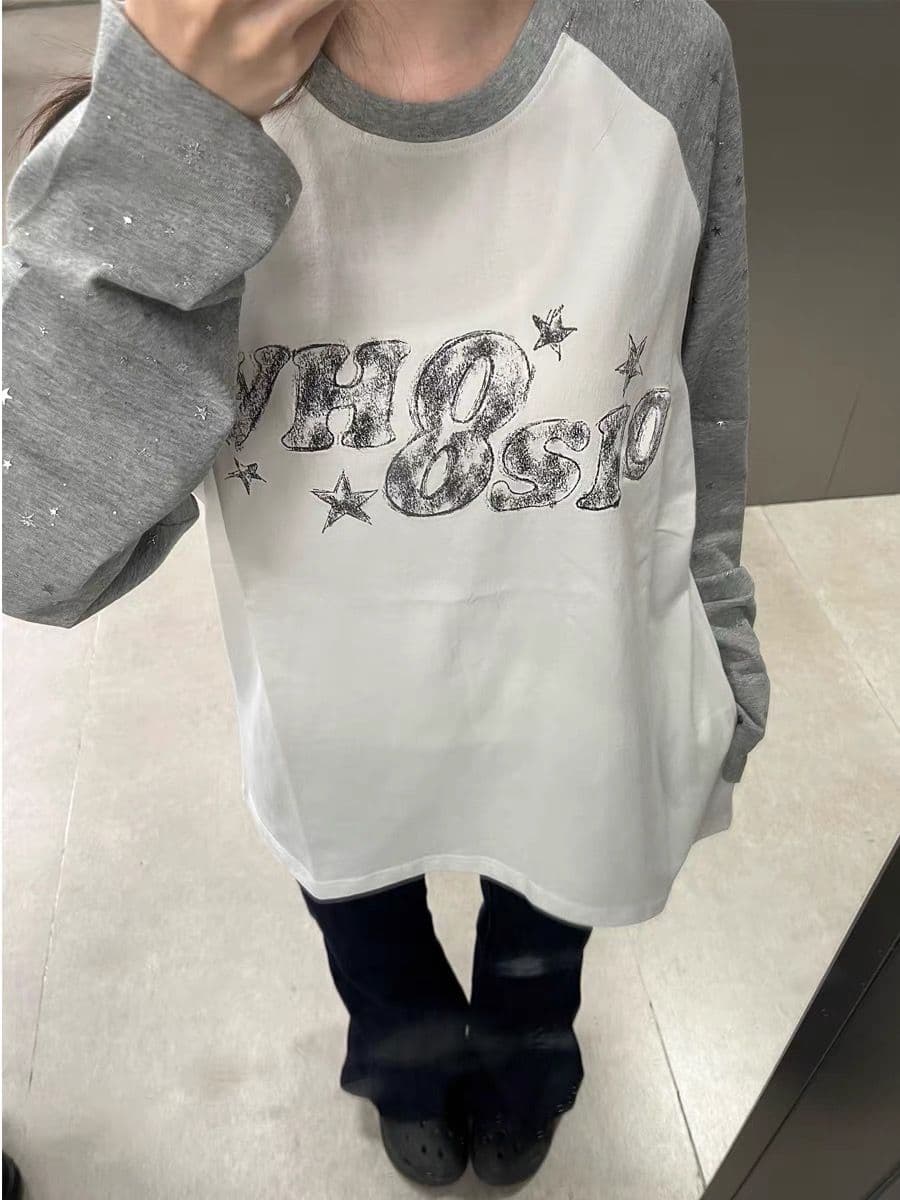 프린트 보안 버클 행침 카드 순면 220 그램 2 색상 긴팔 m-2xl 상세 이미지 9