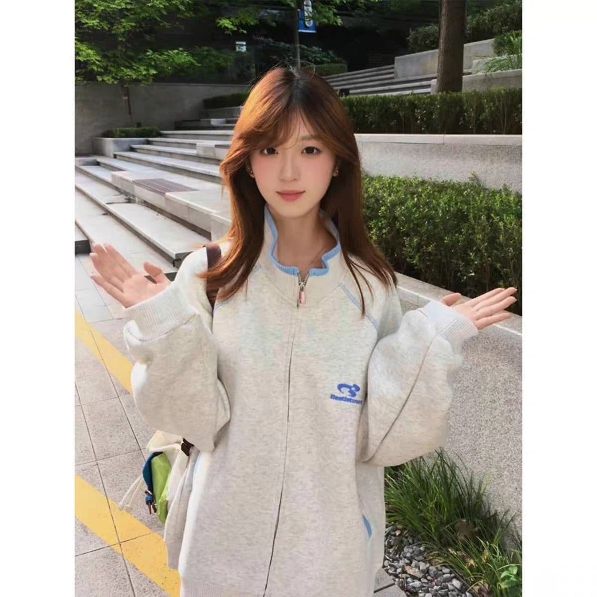 얇은 스타일 털이 있는 순수한 Mianhua 면 복합 자수 보안 버클 행침 카드 후드티 m-2xl 이미지 4