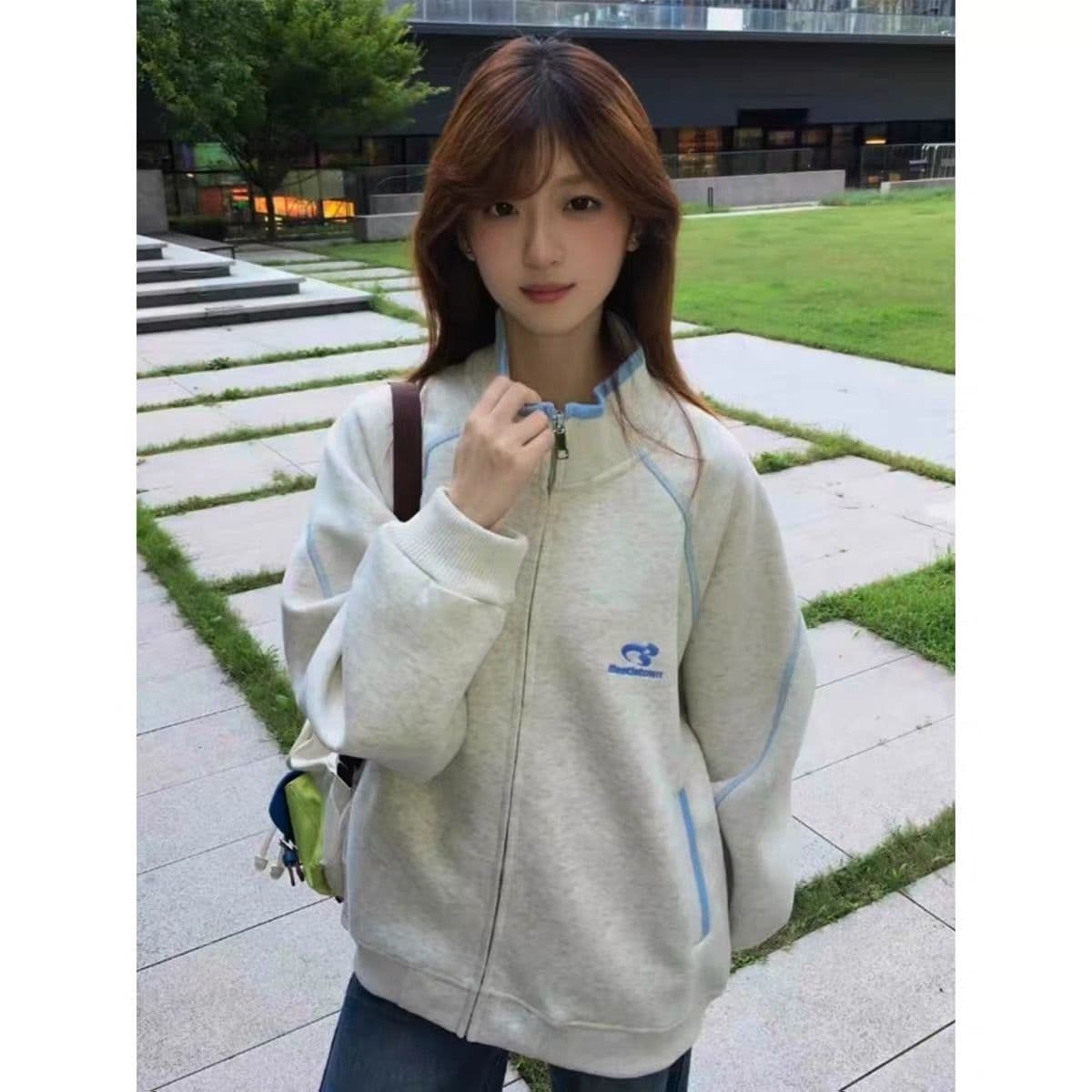 얇은 스타일 털이 있는 순수한 Mianhua 면 복합 자수 보안 버클 행침 카드 후드티 m-2xl 이미지 3