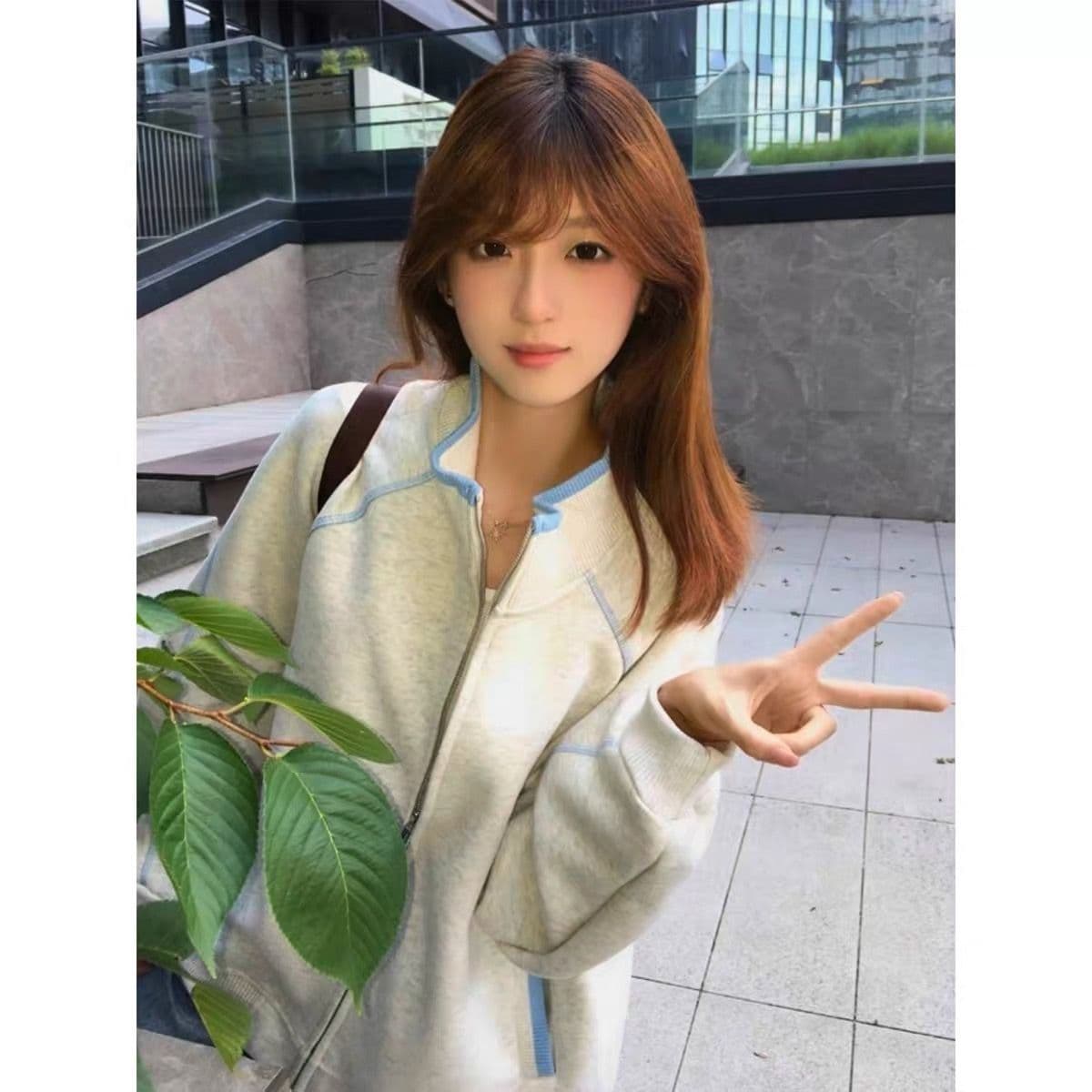 얇은 스타일 털이 있는 순수한 Mianhua 면 복합 자수 보안 버클 행침 카드 후드티 m-2xl 상세 이미지 7