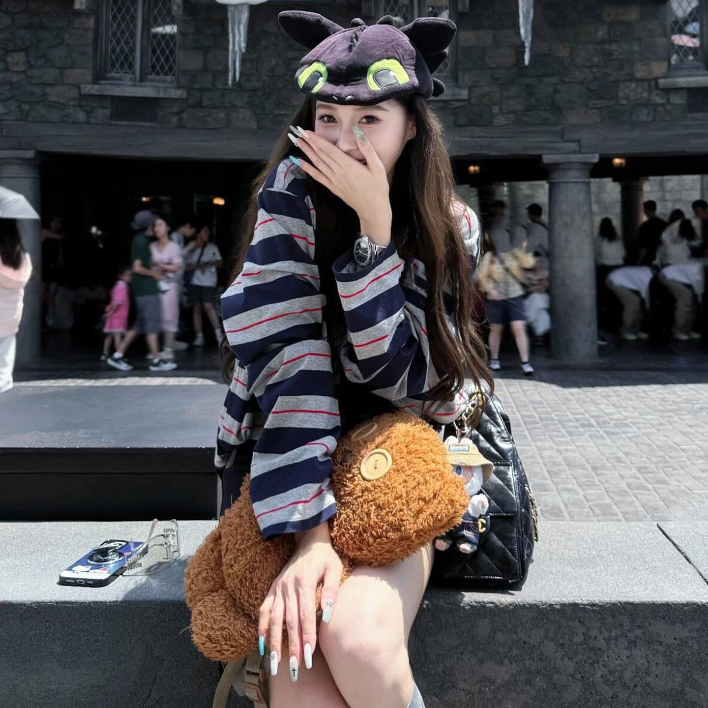 원본 원단 아메리칸 레트로 스트라이프 얇은 스타일 에어컨 긴팔 티셔츠 여성 루즈핏 중간 길이 태양 보호 셔츠 맨위 이미지 5