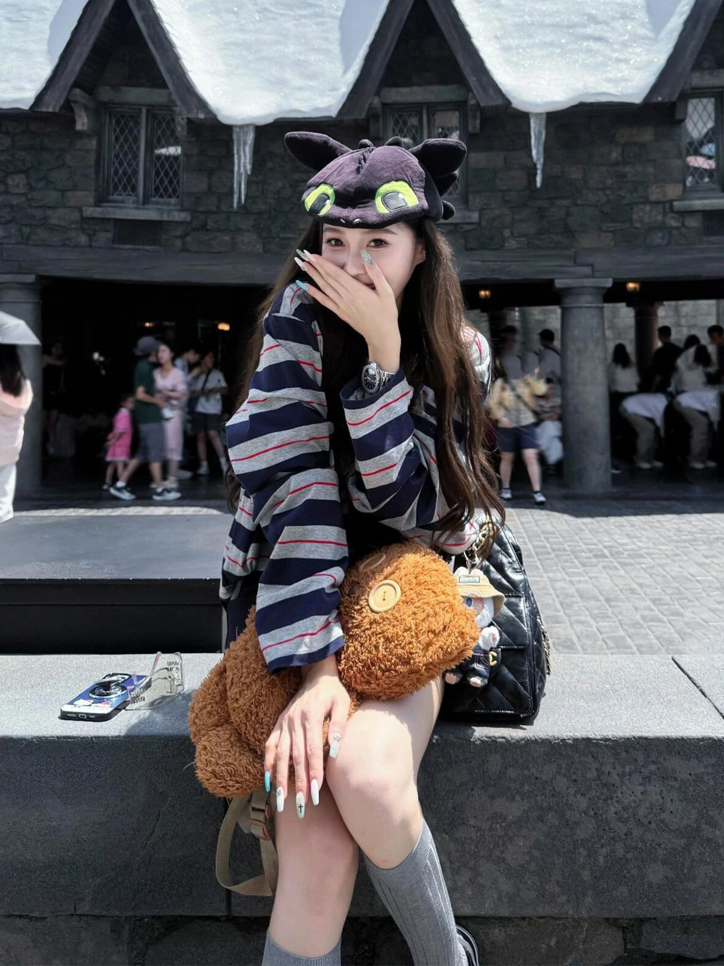 원본 원단 아메리칸 레트로 스트라이프 얇은 스타일 에어컨 긴팔 티셔츠 여성 루즈핏 중간 길이 태양 보호 셔츠 맨위 상세 이미지 2