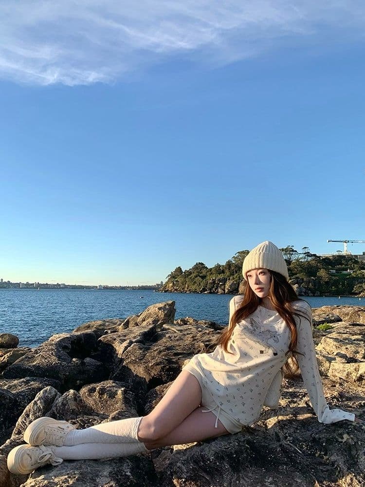 1 1 라이 우아한 260 그램 캡처 꿈 유니콘 전체 인쇄 작은 꽃무늬 여성 봄 가을 캐주얼 라운드 넥 긴팔 티셔츠 맨위 상세 이미지 7