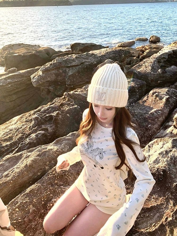 1 1 라이 우아한 260 그램 캡처 꿈 유니콘 전체 인쇄 작은 꽃무늬 여성 봄 가을 캐주얼 라운드 넥 긴팔 티셔츠 맨위 상세 이미지 8