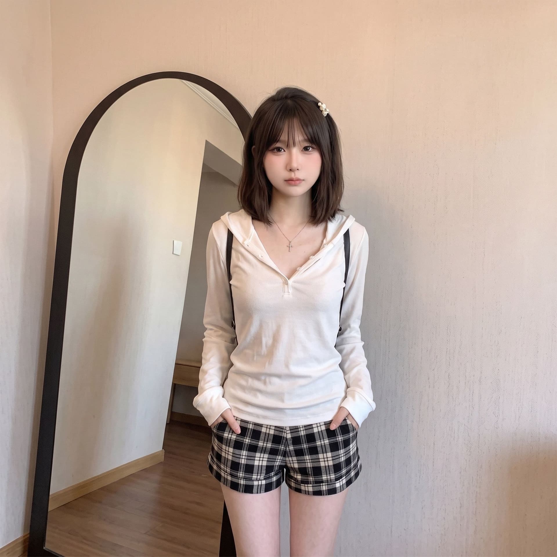 기초 다용도 후드 긴팔 티셔츠 여성 이른 가을 새로운 한국 스타일 미니멀리즘 바람 캐주얼 허리 수축 슬림해 보이는 품격 맨위 상세 이미지 4