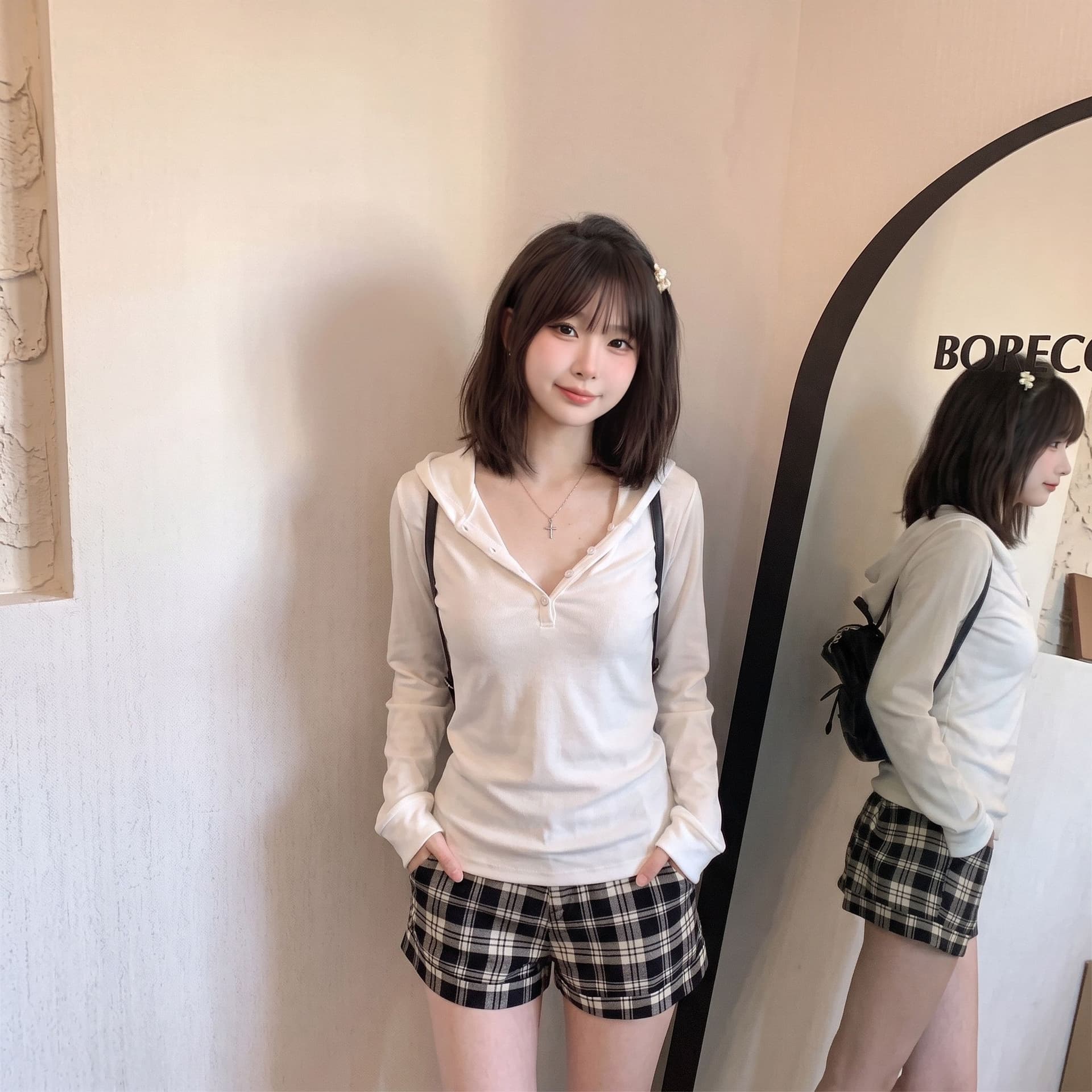 기초 다용도 후드 긴팔 티셔츠 여성 이른 가을 새로운 한국 스타일 미니멀리즘 바람 캐주얼 허리 수축 슬림해 보이는 품격 맨위 상세 이미지 6