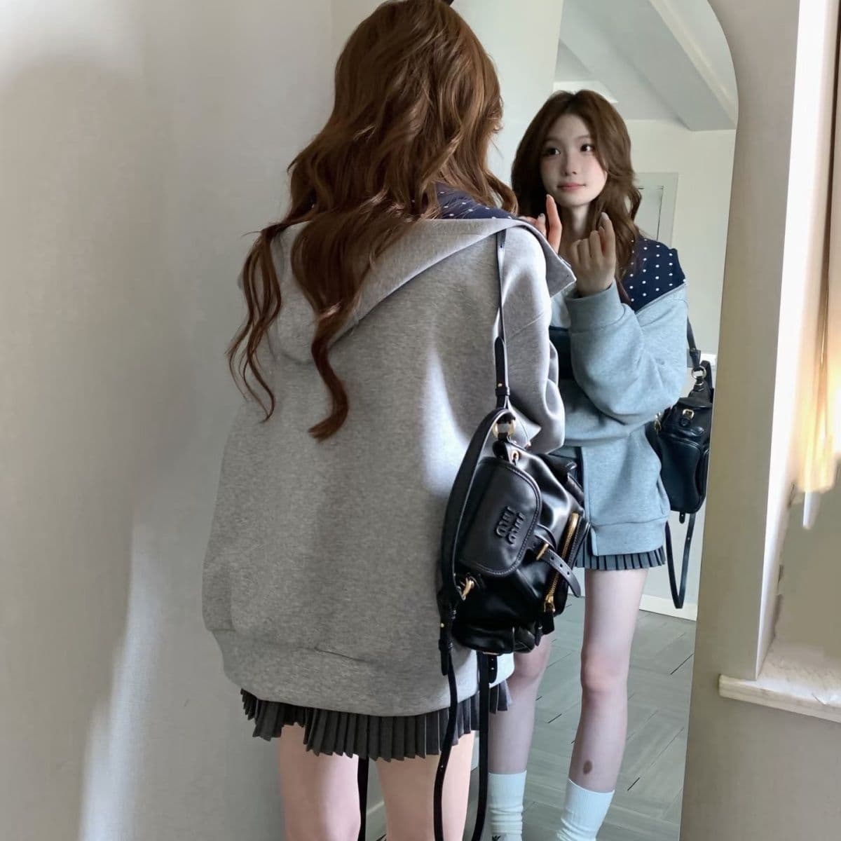 얇은 스타일 백금 지퍼 이후 패키지 칼라 순수한 Mianhua 면 복합 후드티 여성 상세 이미지 8