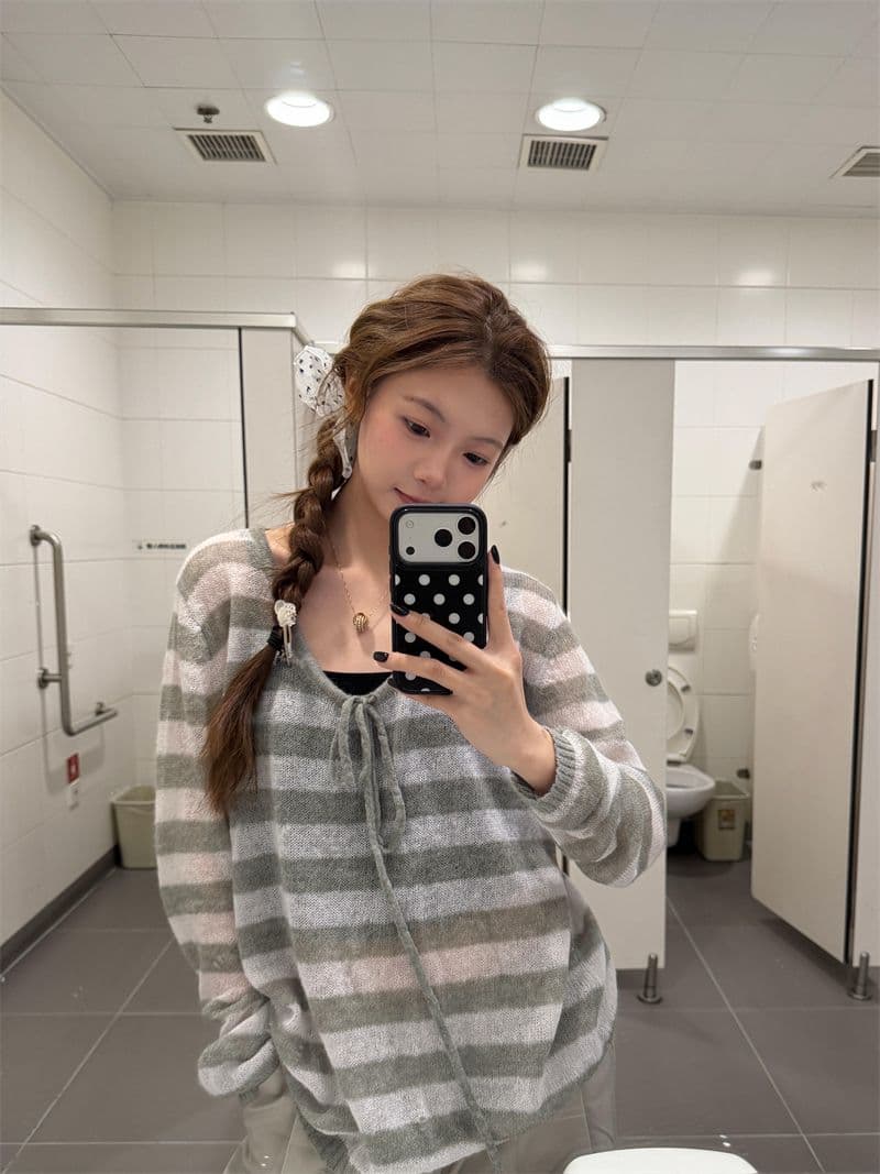 원본 솜씨 펌프 로프 스트라이프 해마 털 니트 하프 ~을 통해 대 칼라 스트라이프 블라우스 여성 상세 이미지 3