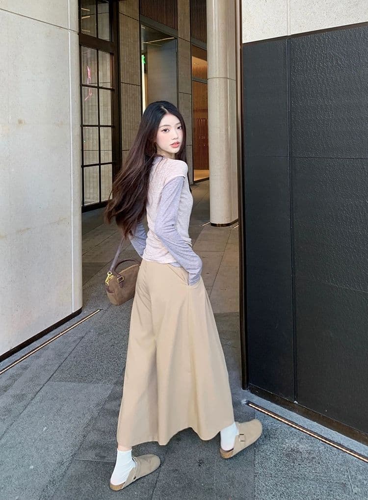 경관 그림 원본 원단 캐주얼 세트 패션 새로운 여성 디자인 센스 페이크 레이어드 기본 셔츠 맨위 가을 상세 이미지 5
