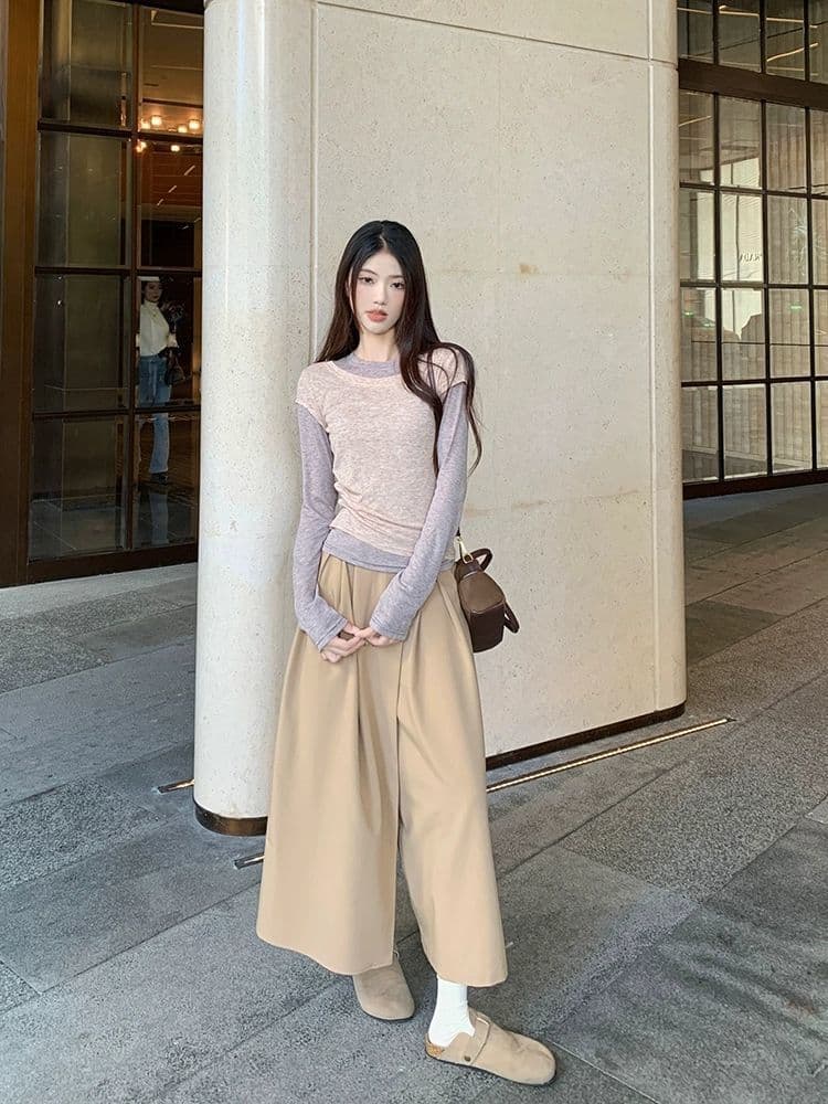 경관 그림 원본 원단 캐주얼 세트 패션 새로운 여성 디자인 센스 페이크 레이어드 기본 셔츠 맨위 가을 상세 이미지 6