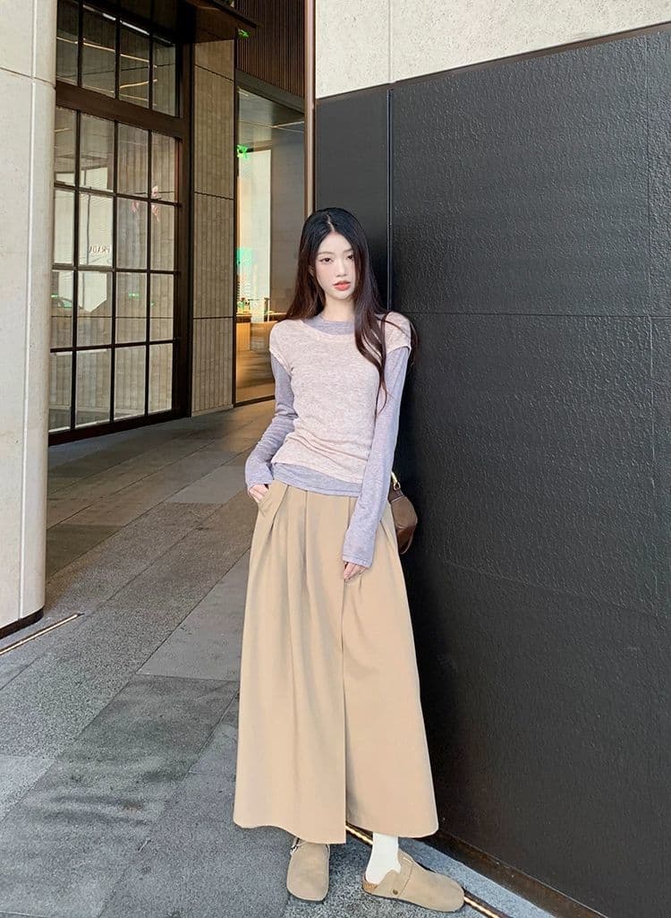경관 그림 원본 원단 캐주얼 세트 패션 새로운 여성 디자인 센스 페이크 레이어드 기본 셔츠 맨위 가을 상세 이미지 7