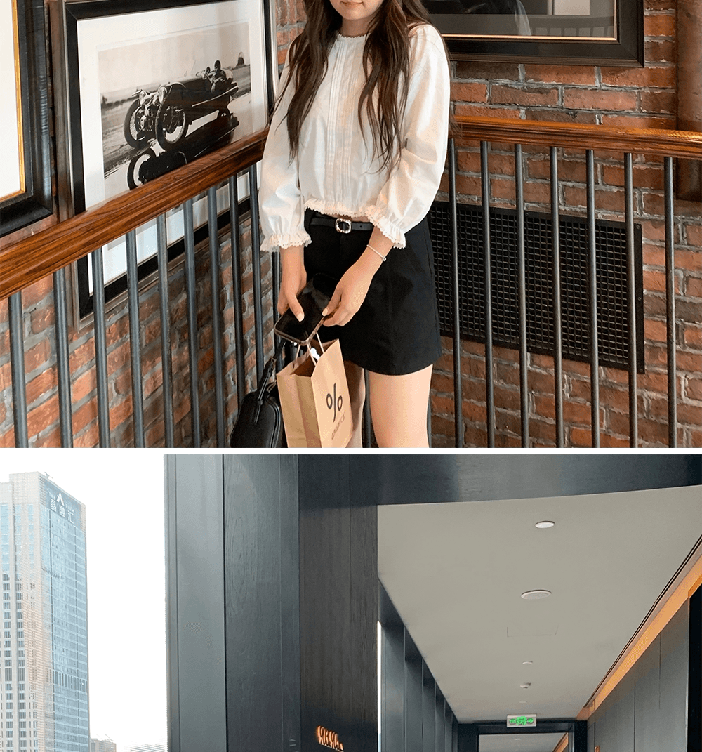 높은 품질 품질 프랑스식 품격 레이스 연령 감소 쇼트 스타일 긴팔 셔츠 맨위 여성 가을 Chic 슬림해 보이는 셔츠 상세 이미지 9