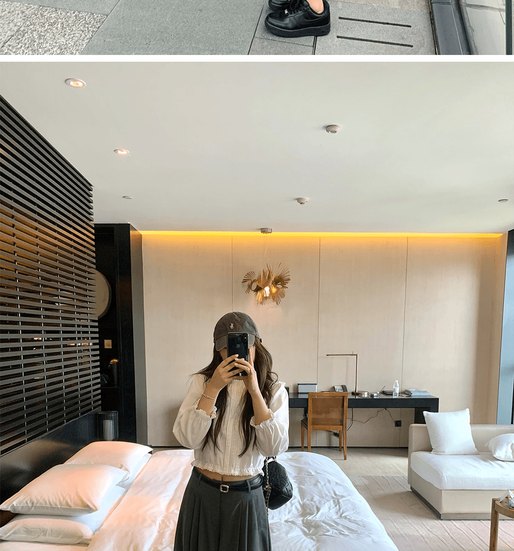 높은 품질 품질 프랑스식 품격 레이스 연령 감소 쇼트 스타일 긴팔 셔츠 맨위 여성 가을 Chic 슬림해 보이는 셔츠 상세 이미지 12