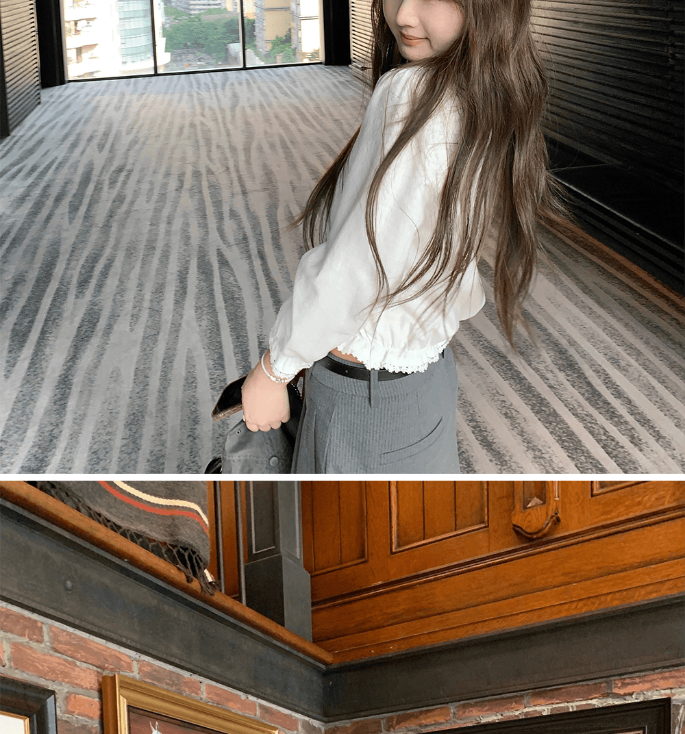 높은 품질 품질 프랑스식 품격 레이스 연령 감소 쇼트 스타일 긴팔 셔츠 맨위 여성 가을 Chic 슬림해 보이는 셔츠 상세 이미지 24