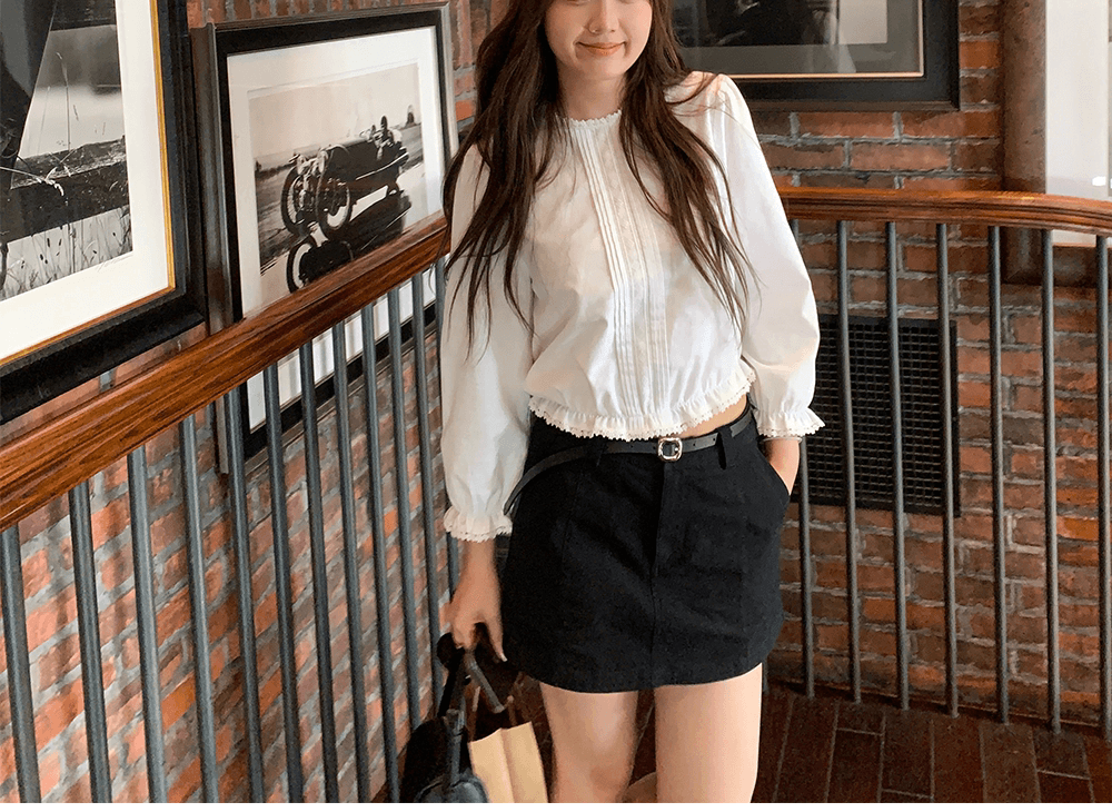 높은 품질 품질 프랑스식 품격 레이스 연령 감소 쇼트 스타일 긴팔 셔츠 맨위 여성 가을 Chic 슬림해 보이는 셔츠 상세 이미지 29