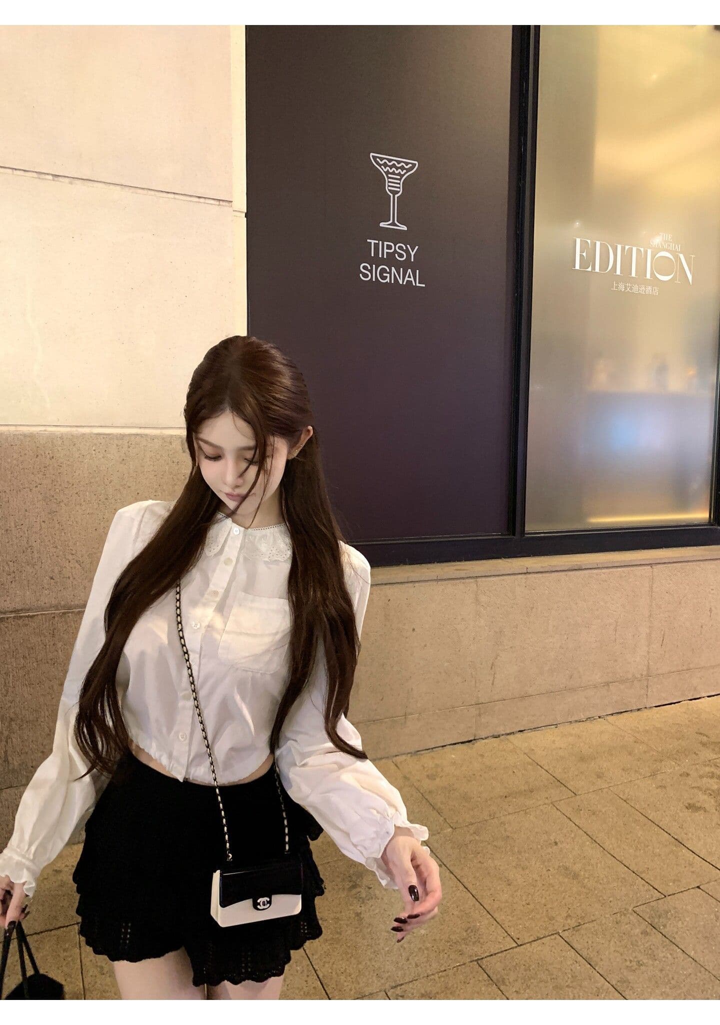 원본 원단 프릴 칼라 긴팔 여성 셔츠 조기 가을 루즈핏 셔츠 작은 대중 달콤함 쇼트 스타일 출퇴근 맨위 상세 이미지 10