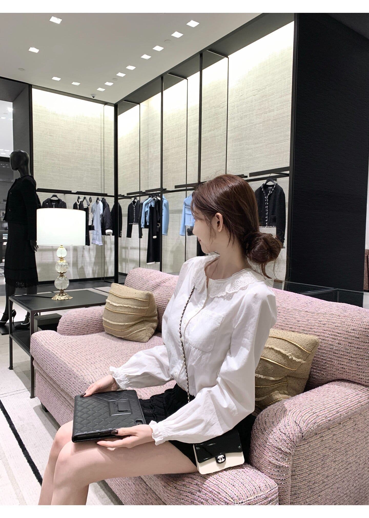 원본 원단 프릴 칼라 긴팔 여성 셔츠 조기 가을 루즈핏 셔츠 작은 대중 달콤함 쇼트 스타일 출퇴근 맨위 상세 이미지 17