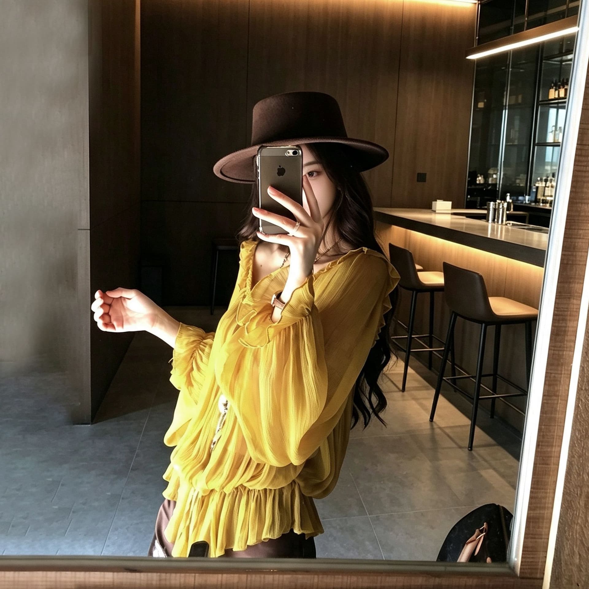 투피스 세트 프랑스식 질감 레이스업 이른 가을 여성 프릴 광장 칼라 부서 사람들을 데려 오라. 실크 긴팔 블라우스 품격 맨위 이미지 2