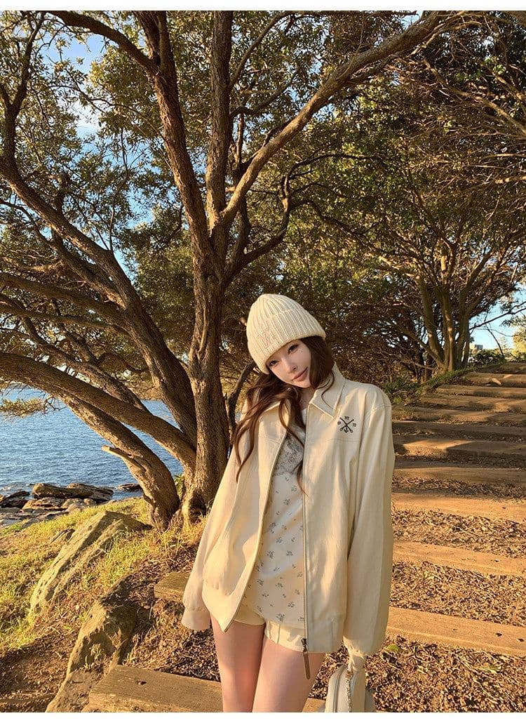 원본 원단 전체 인쇄 작은 꽃무늬 구덩이 기사 질감 센스 캐주얼 라운드 넥 긴팔 티셔츠 여성 조기 가을 만나는 맨위 상세 이미지 16