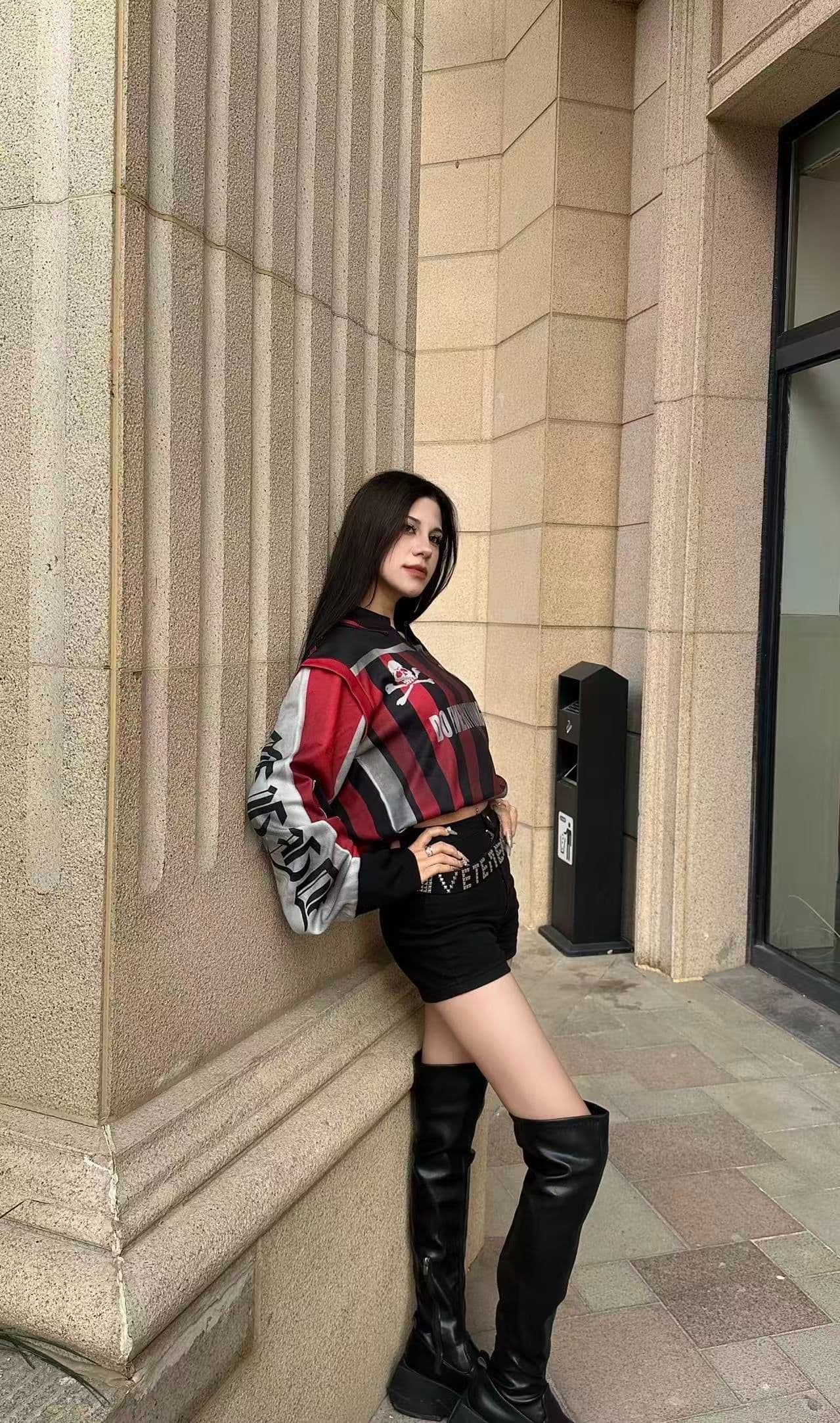 원본 저지 원단 원본 솜씨 다크 바람 배색 패치워크 스트라이프 루즈핏 폴로 칼라 긴팔 후드티 남녀 가을 상세 이미지 9