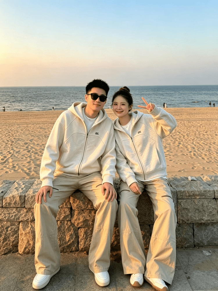 복합 원단 400g 자수 폴로 칼라 봄 가을 무거운 오픈 가디건 재킷 후드 커플 후드티 재킷 상세 이미지 2