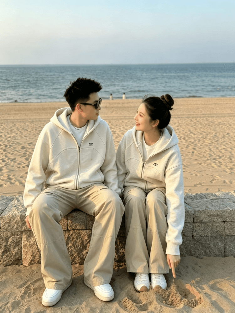 복합 원단 400g 자수 폴로 칼라 봄 가을 무거운 오픈 가디건 재킷 후드 커플 후드티 재킷 상세 이미지 5