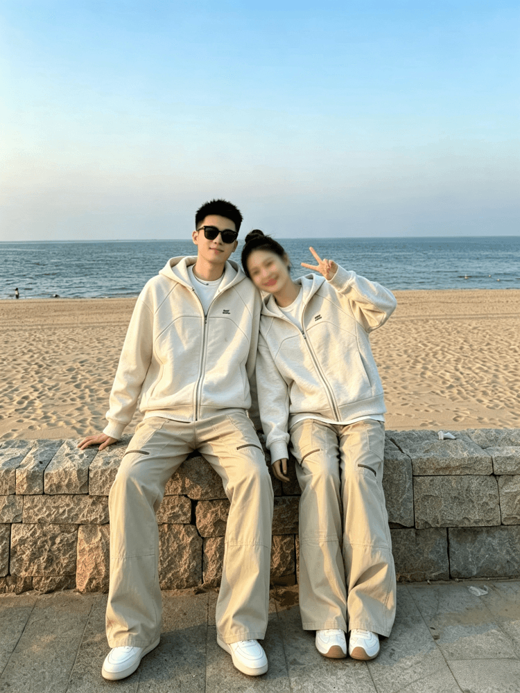 복합 원단 400g 자수 폴로 칼라 봄 가을 무거운 오픈 가디건 재킷 후드 커플 후드티 재킷 상세 이미지 6