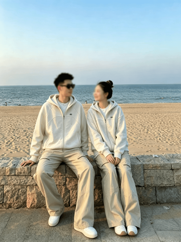 복합 원단 400g 자수 폴로 칼라 봄 가을 무거운 오픈 가디건 재킷 후드 커플 후드티 재킷 상세 이미지 8