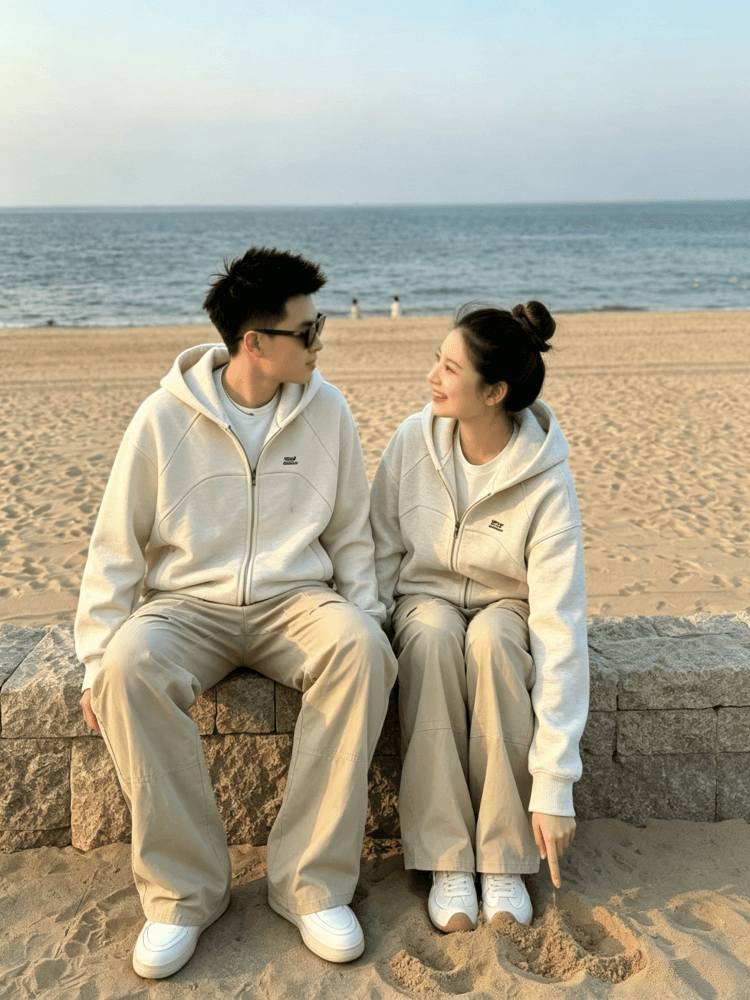 복합 원단 400g 자수 폴로 칼라 봄 가을 무거운 오픈 가디건 재킷 후드 커플 후드티 재킷 상세 이미지 9