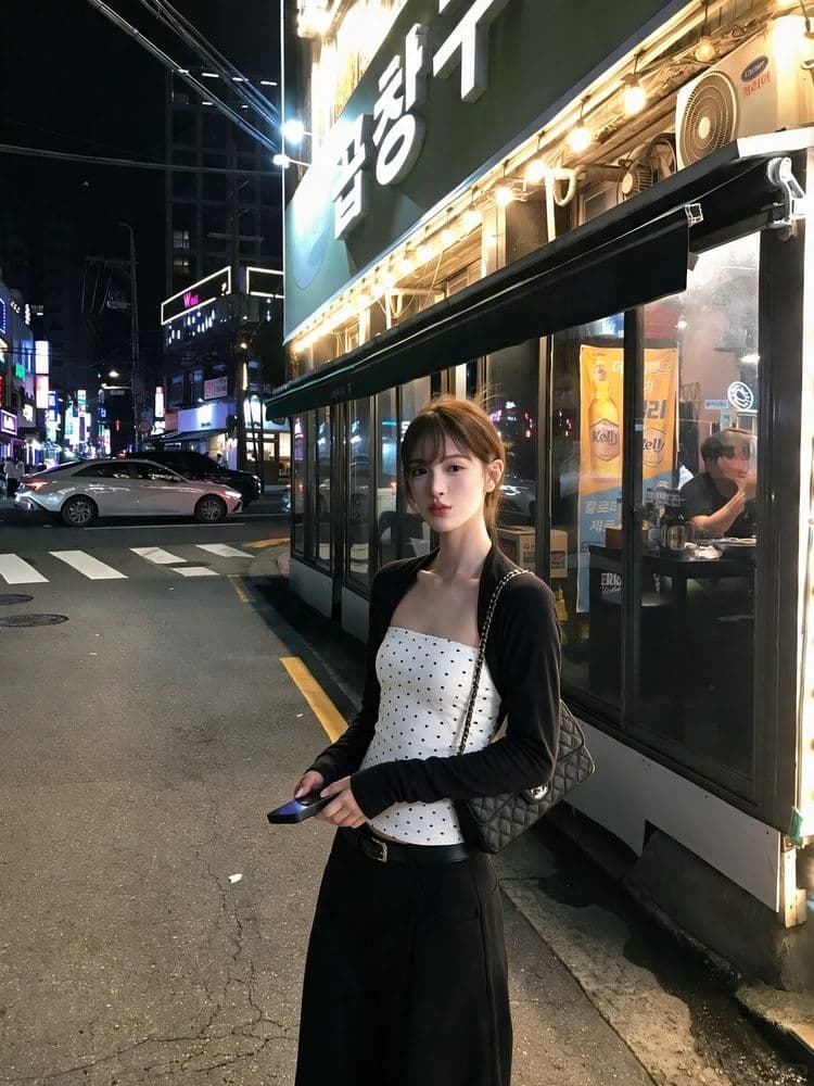 1 1 와 사고 방식 260 그램 페이크 레이어드 도트 무늬 튜브탑 긴팔 티셔츠 여성 가을 기본 셔츠 몸매 가꾸기 슬림해 보이는 맨위 상세 이미지 2