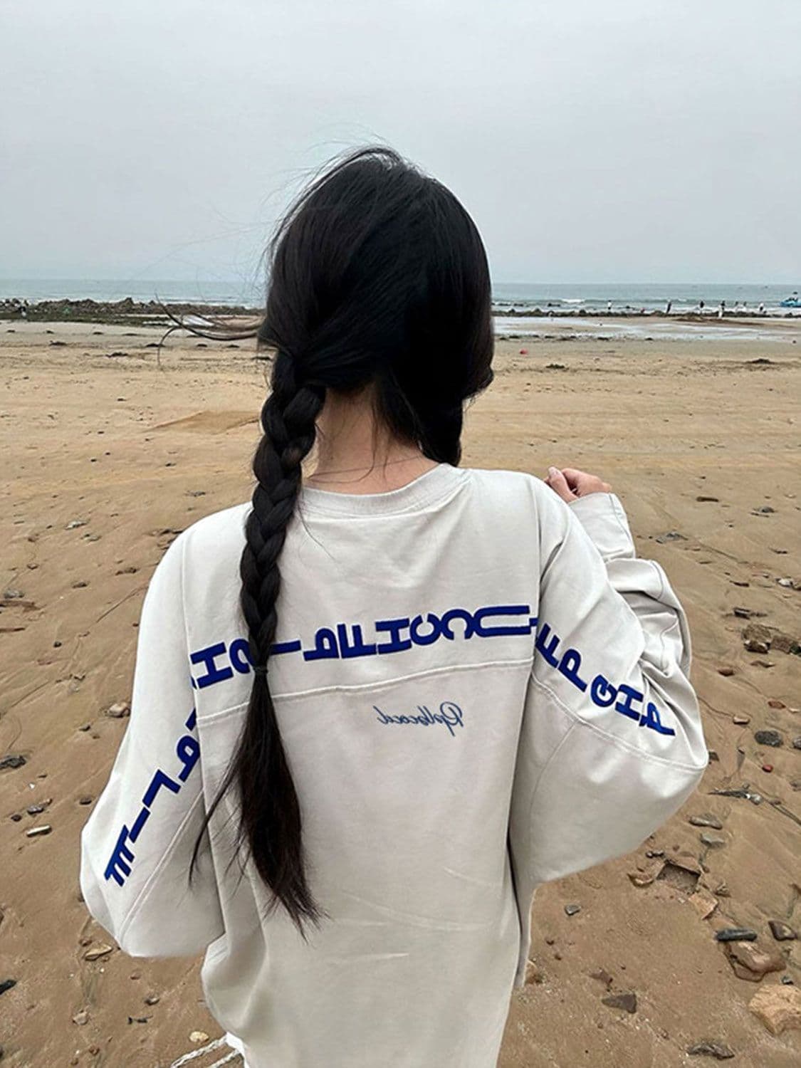 원본 솜씨 이후 패키지 칼라 순면 220 그램 프린트 긴팔 티셔츠 남녀 상세 이미지 2